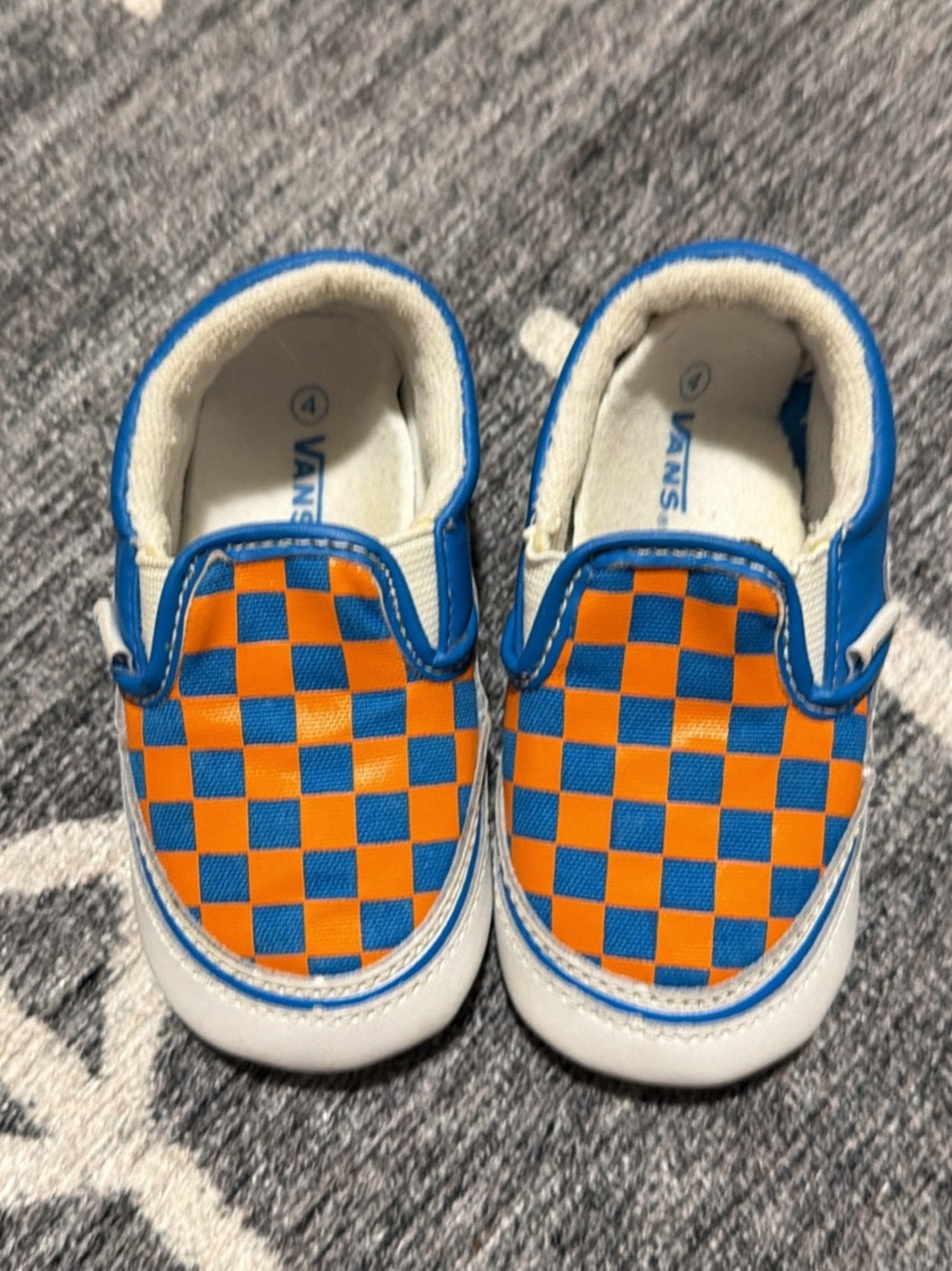 Vans Baby Slip-On Checkerboard Shoes — Blue and Orange